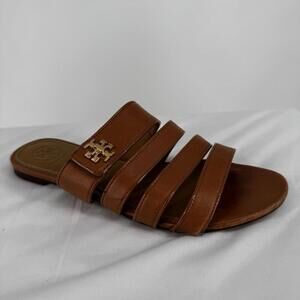 Tory Burch sandals womens 6.5 brown leather kira slide designer minimalist beach